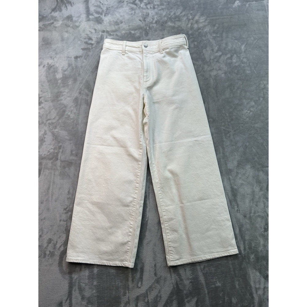 Universal Thread Jeans Womens Sz 10 White High Rise Wide Leg Baggy Grunge Boho‎